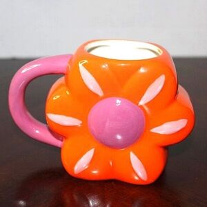 NWT Room Essentials Orange Flower Earthenware Mug | Dishwasher & Microwave safe